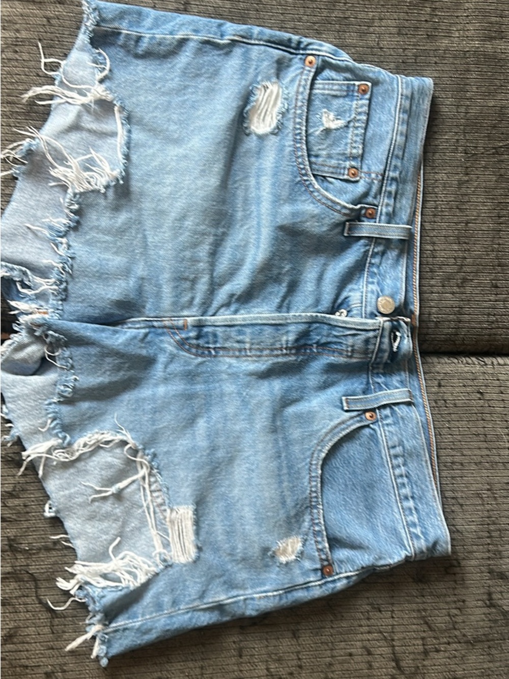 Levi's Light Blue Distressed Denim Cutoff Shorts